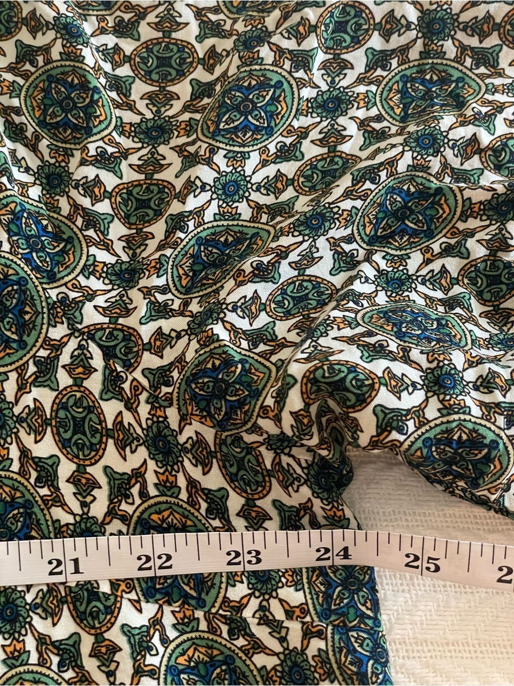 BloomChic Boho Printed V-Neck Peasant Top in Teal & Olive 3X - Picture 4 of 6